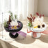 Crystal garden kit with two stone planters and ribbons, dark planter with purple crystals, white planter with clear crystals