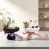 Crystal garden kit with dark and white stone planters, purple-crystal planter and clear-crystal planter with pink ribbon