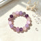 Amethyst and rose quartz beaded bracelet with round purple and pink beads and clasp