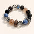 Black beaded crystal bracelet with blue and clear crystal beads, stretch fit
