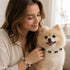Beaded pet collar and matching bracelet set with black and clear gemstone beads