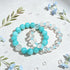 Turquoise and clear crystal bead bracelets with round beads and faceted clear accents