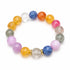 Multi-crystal gemstone bracelet with round colorful beads and silver spacer accents