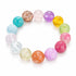 Clear and colored round crystal beads bracelet, full view on white background