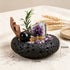 Black decorative crystal bowl with amethyst cluster and black sphere; 110mm x 35mm