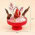 Red crystal garden centerpiece, 130mm wide and 75mm tall, with red agate and rose quartz