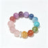 Multi-color crystal bead bracelet with round lavender, blue, aqua, and coral stones