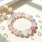 Pastel crystal bead bracelet with pink and blue beads and clear faceted accents