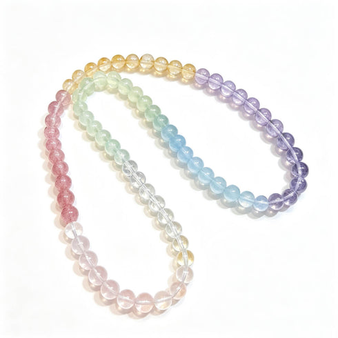 Pastel rainbow beaded bracelet with rose, mint, blue, and purple round stones