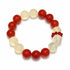 Red and translucent beaded bracelet with alternating round crystal stones
