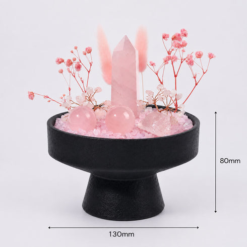 Crystal display on black pedestal base; size 130mm wide and 80mm tall